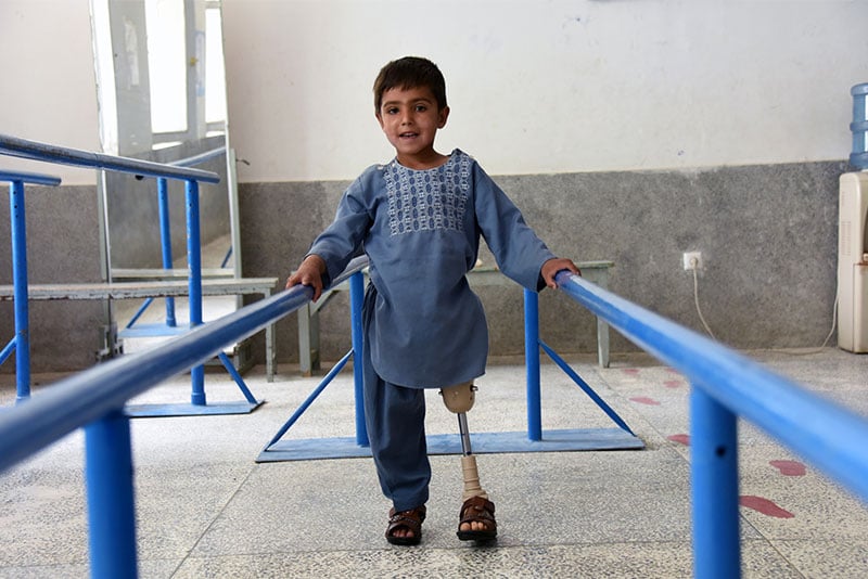 Sanaullah, 5, at HI's Physical Rehabilitation Centre in Afghanistan
